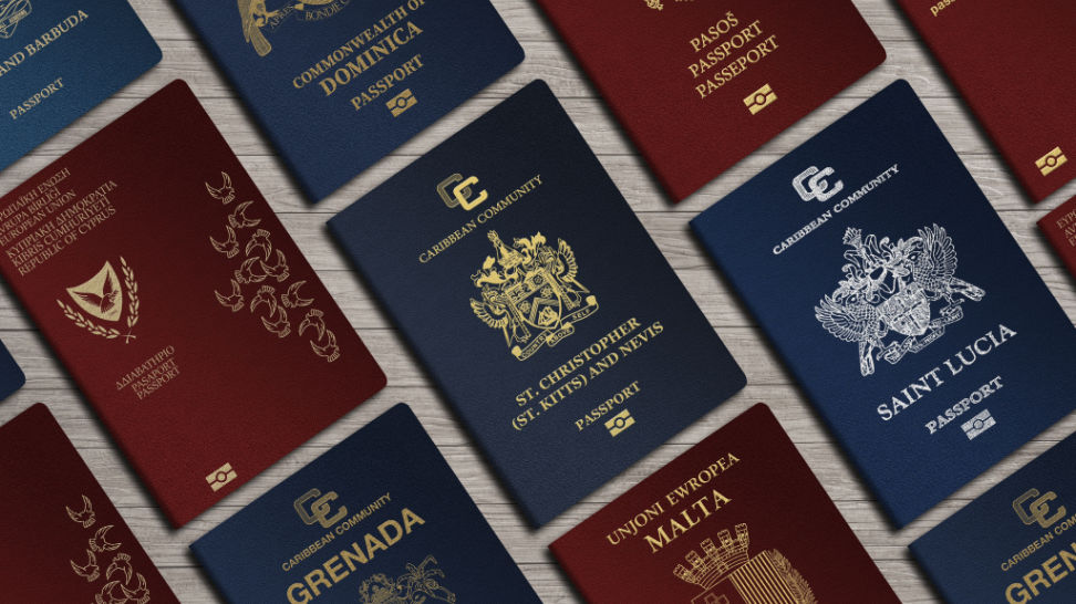 top view of international passports that offer citizenship by investment