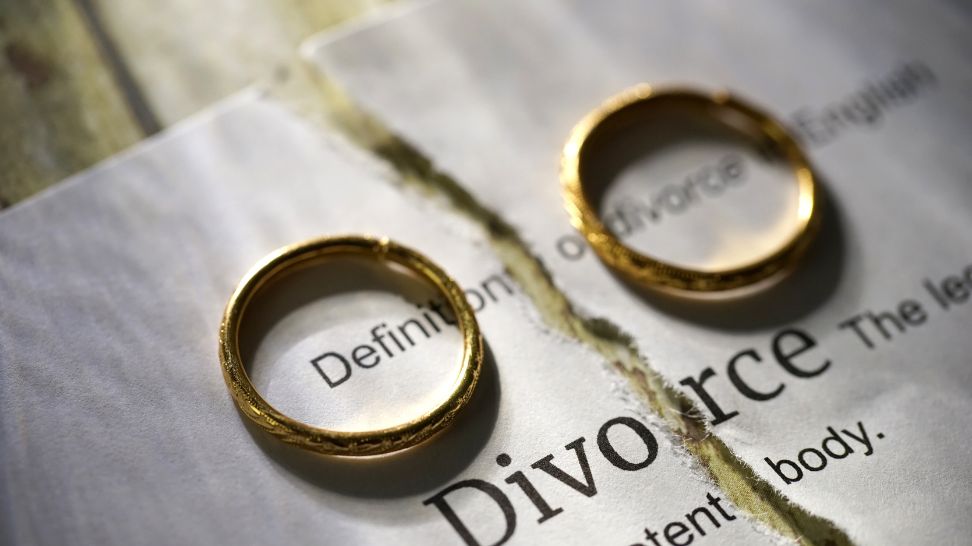 two rings apart representing divorce
