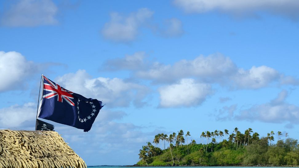 cook island flag with nature on the background