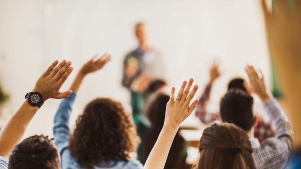 raising hands to ask question