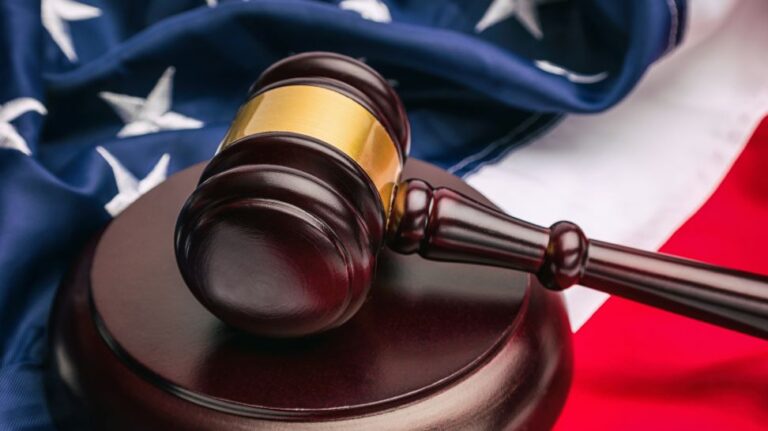 judge gavel and united states flag